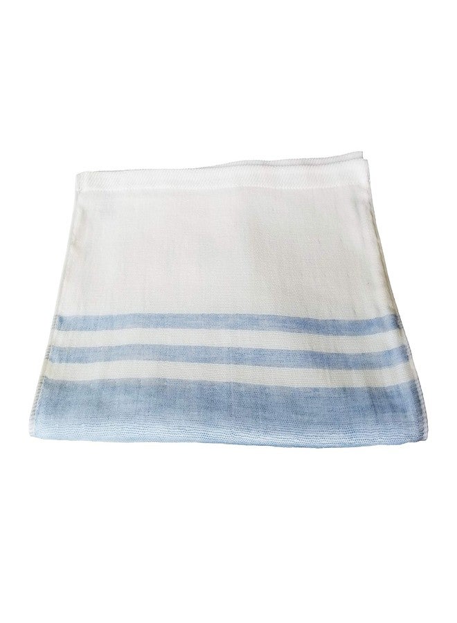 IPPINKA Senshu Japanese Towel, Ultra Soft, Quick-Drying, Two-Tone End Stripes, Blue (Hand Towel) - Image 1