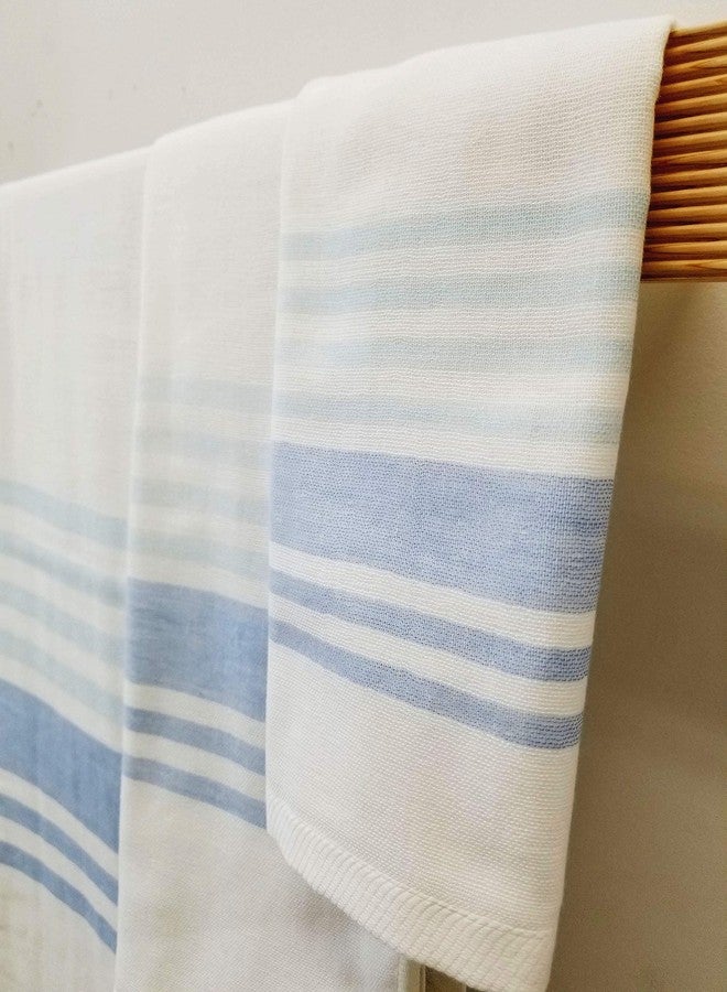 IPPINKA Senshu Japanese Towel, Ultra Soft, Quick-Drying, Two-Tone End Stripes, Blue (Hand Towel) - Image 4