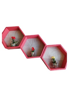 Set of 3 hexagonal shelves