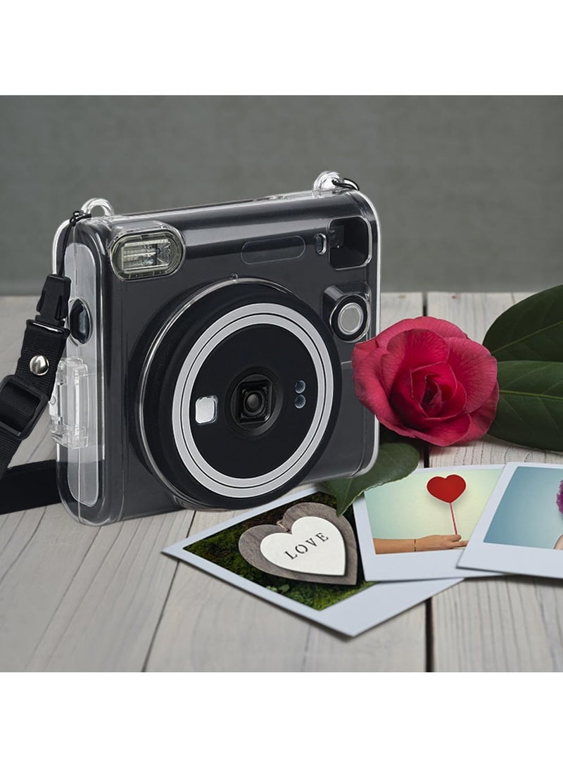 General Protective Case Compatible with Fujifilm Instax SQUARE SQ40 Instant Film Camera/Crystal Hard Case PVC Protective Case Carrying Case w/ Adjustable Shoulder Strap  - Image 5