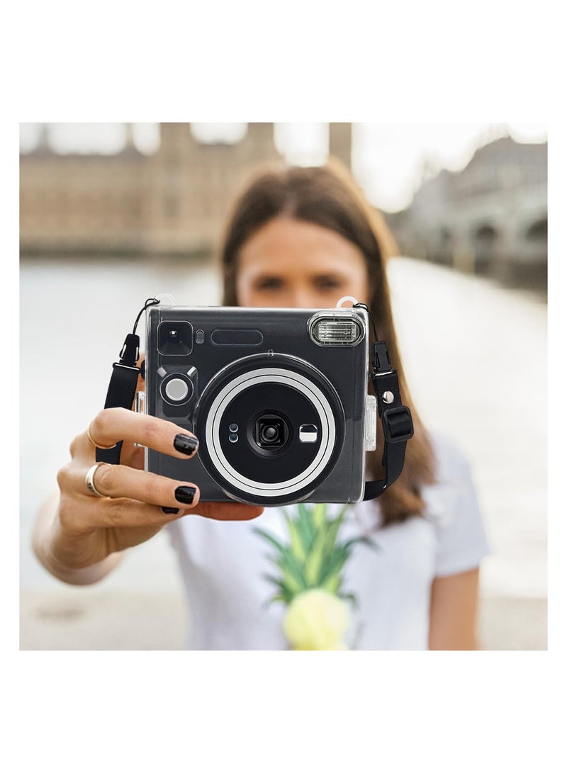 General Protective Case Compatible with Fujifilm Instax SQUARE SQ40 Instant Film Camera/Crystal Hard Case PVC Protective Case Carrying Case w/ Adjustable Shoulder Strap  - Image 4