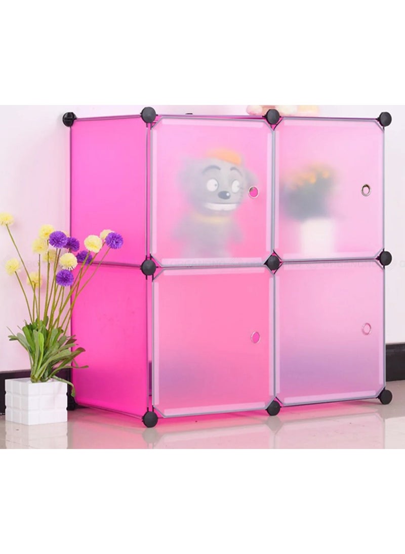 DubaiGallery Portable Closet Storage Rack Environmentally Friendly Resin Material, DIY Assembly. Modular Bookcase, Bedroom, Storage Rack with Door 4 Cabinet - Image 1