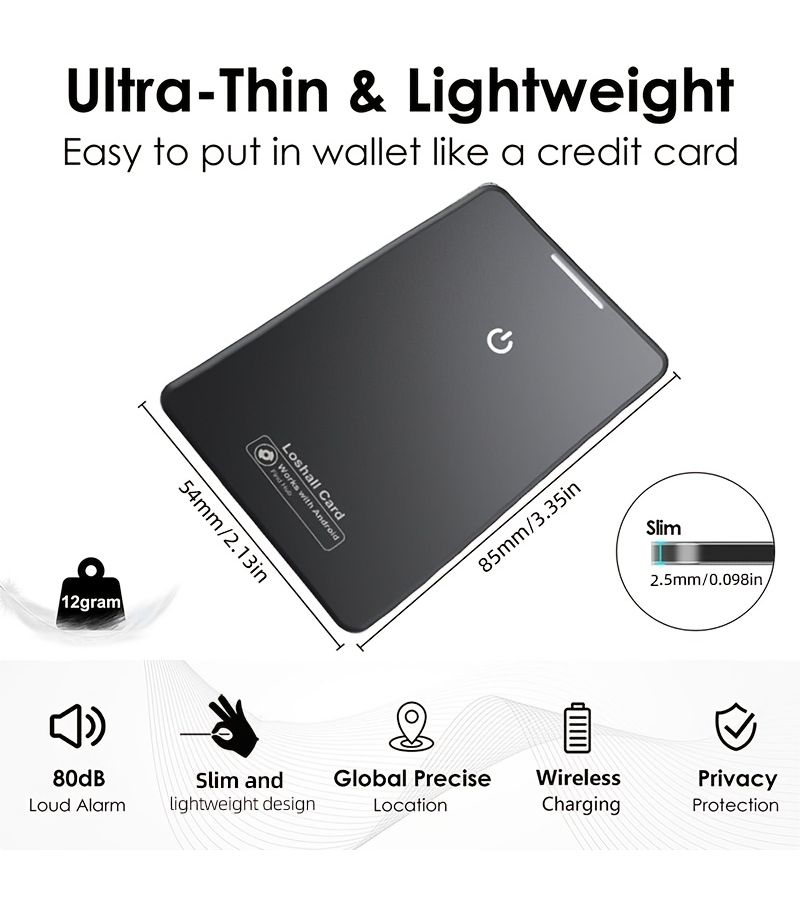 Smart Tracker Card Ultra Thin Anti Loss Device Compatible With Google Find Hub For Wallets And Keys 2 Piece Black - Image 5