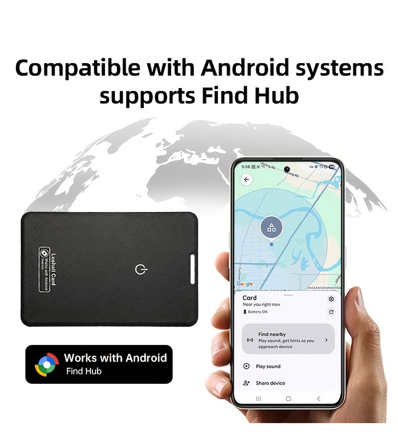 Smart Tracker Card Ultra Thin Anti Loss Device Compatible With Google Find Hub For Wallets And Keys 2 Piece Black - Image 2