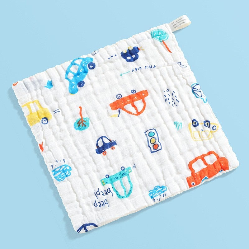 Six-Layer Pure Cotton Baby Washcloths Soft High-Density Colorful car] 