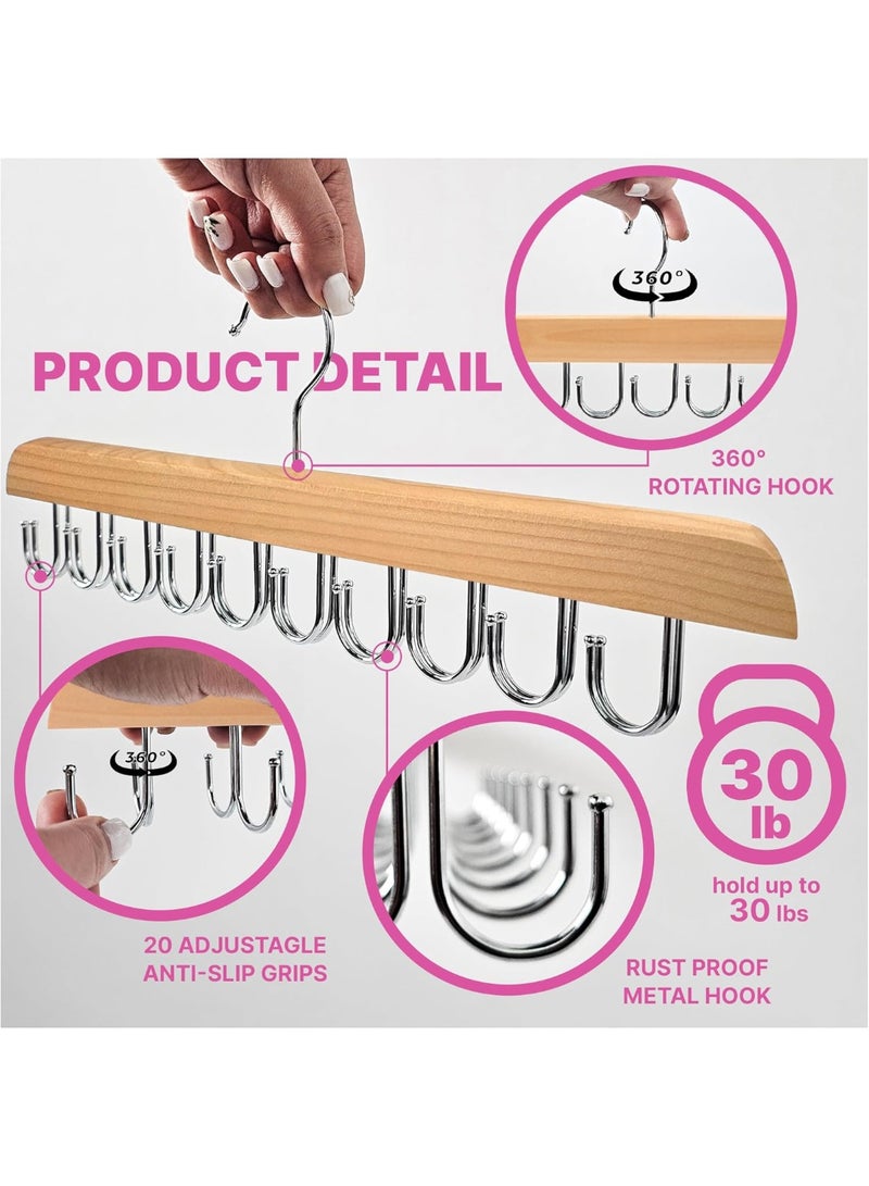 MileMelo 2 Pack Bra Hangers for Closet Organizer, Tank Top Hanger, Bra Organizer, Sports Bra Hanger, Belt and Tie Hanger, Space Saving Hanger, Hanger Space Saver for Bra, Tanktop, Belt, Tie, Wooden  - Image 4