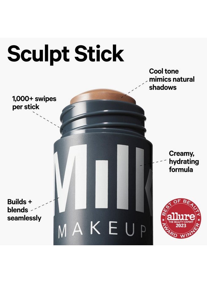 ميلك ميكب عصا تحديد الوجه ميلك ميك أب - كريم كونتور بتركيبة باردة اللون مع خلاصة الزعتر وزبدة المانجو - تركيبة مرطبة وقابلة للبناء تضيف عمقًا وأبعادًا - معززة (بني متوسط إلى متوسط)، 0.19 أونصة - Image 1