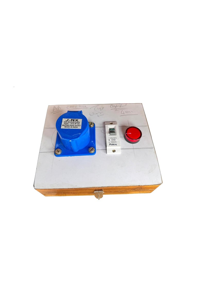 SAIFPRO Wooden Electrical Extension Board with Industrial Socket MCB and Indicator with Complete Wiring 4 Meter Wire  - Image 1