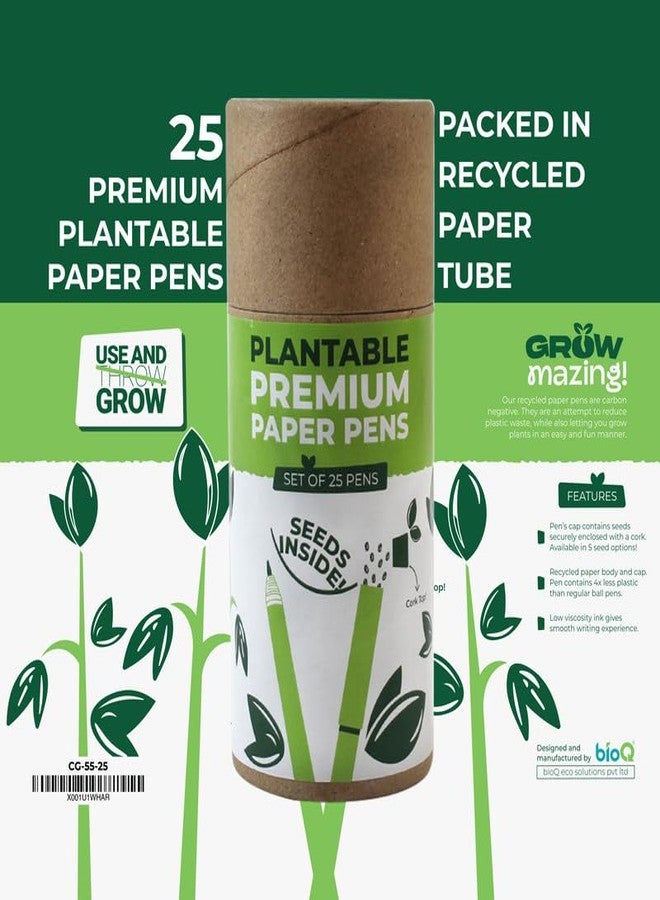 bioq Plantable Paper Pens Set (25 Pens) | 5 Seeds Varieties | Corporate & Personal Gift - Image 3