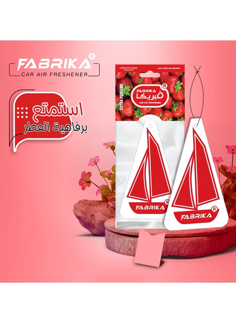 فابريكا معطر جو ورقي (فواحه) للسيارات- ماركة فبريكا- برائحة الفراولة- شكل المركب  - Image 2