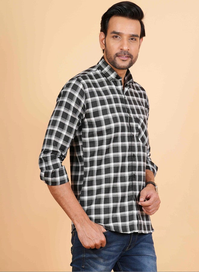 BADLAND Men Classic Tartan Checks Checked Casual Shirt - Image 3