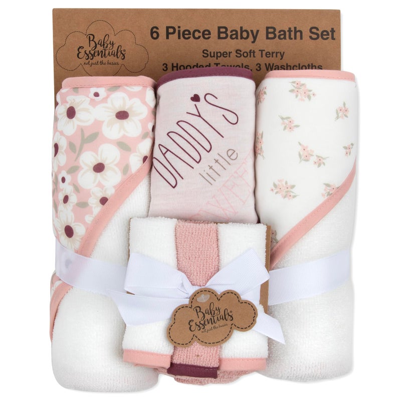 Baby Essentials Hooded Baby Bath Towel and Washcloth 6 Piece Set for Newborns, Infants & Toddlers, Boys & Girls Baby Hooded Towels Set - Image 5