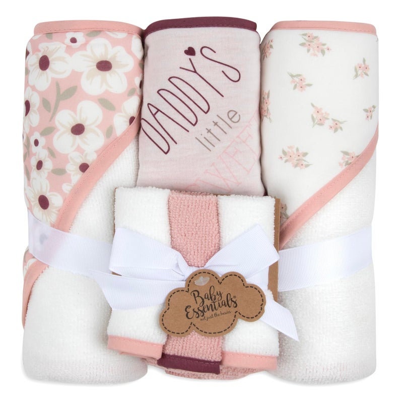 Baby Essentials Hooded Baby Bath Towel and Washcloth 6 Piece Set for Newborns, Infants & Toddlers, Boys & Girls Baby Hooded Towels Set - Image 1