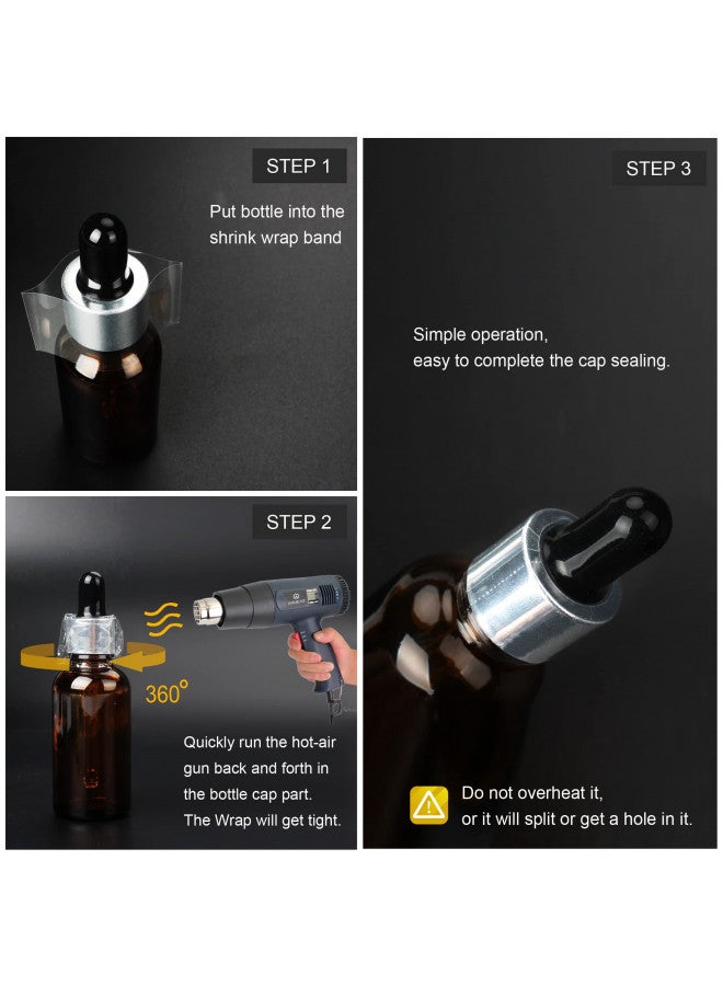 AOUKAR Shrink Wrap Bands for Bottles Jars Seals Shrinkable Plastic Sealer Heat Shrink Bands Cap Seal for Jars Bottles Mouth Shrink Bag Refillable Shrink Wrap Container200 Pieces5.3 x 1.1Inch135 x 28mm  - Image 2