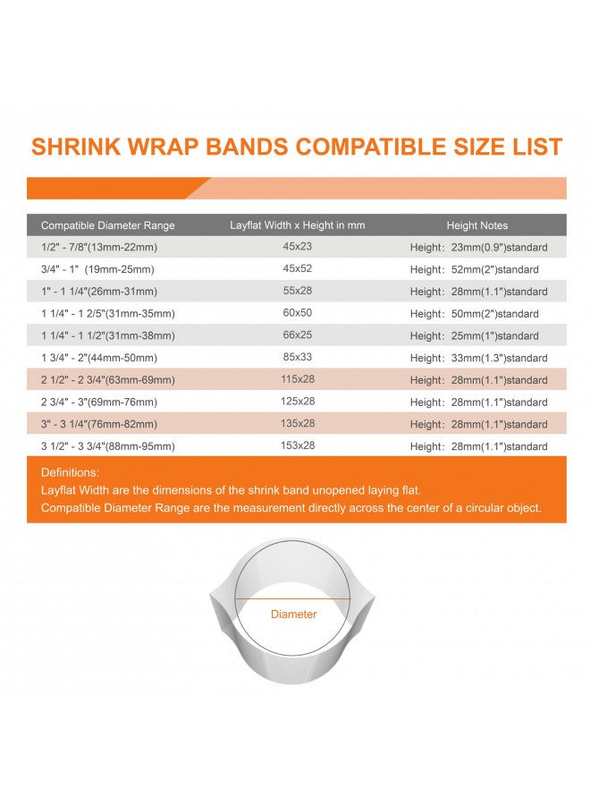 AOUKAR Shrink Wrap Bands for Bottles Jars Seals Shrinkable Plastic Sealer Heat Shrink Bands Cap Seal for Jars Bottles Mouth Shrink Bag Refillable Shrink Wrap Container200 Pieces5.3 x 1.1Inch135 x 28mm  - Image 4