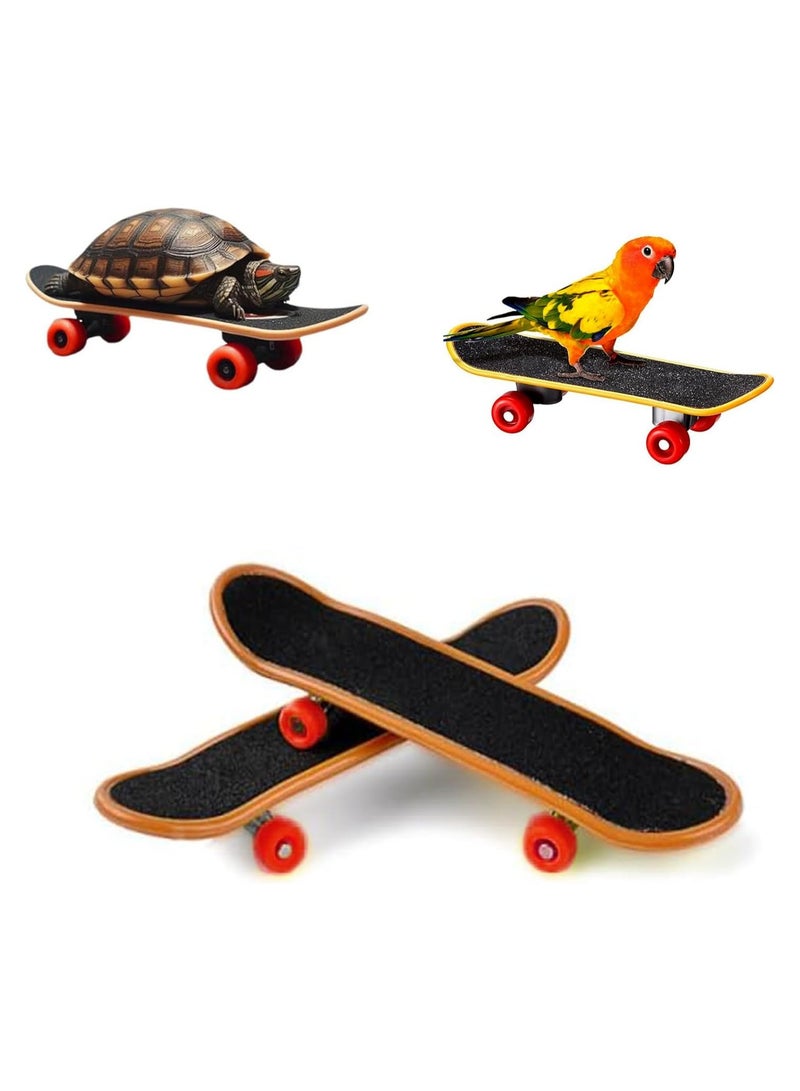 2 Pcs Bird Toys Mini Skateboard Toys, Small Pets for Play and Training Toys Mini Walking Skateboards Budgies Reptiles Skateboards - Image 1