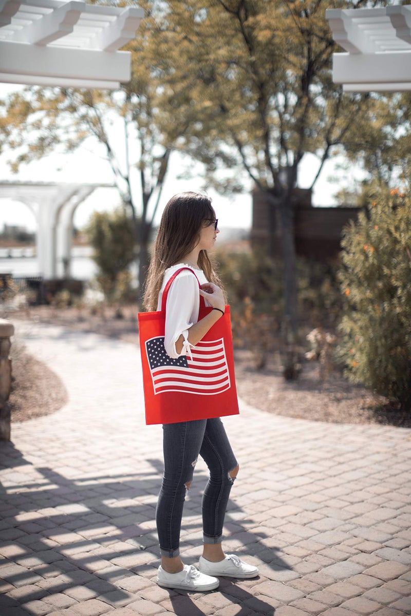 Funiverse Bulk 24 Pack Patriotic Flag Reuseable Shopping Bag Tote Asst - Image 4