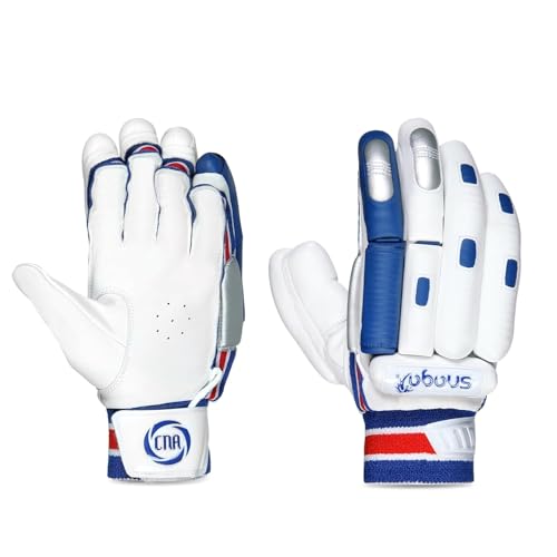 Snaga Players Cricket Batting Gloves, White Blue and (Men Left Hand) - Image 1