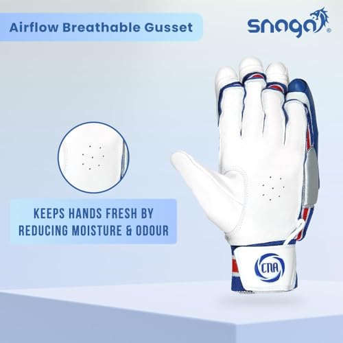 Snaga Players Cricket Batting Gloves, White Blue and (Men Left Hand) - Image 5