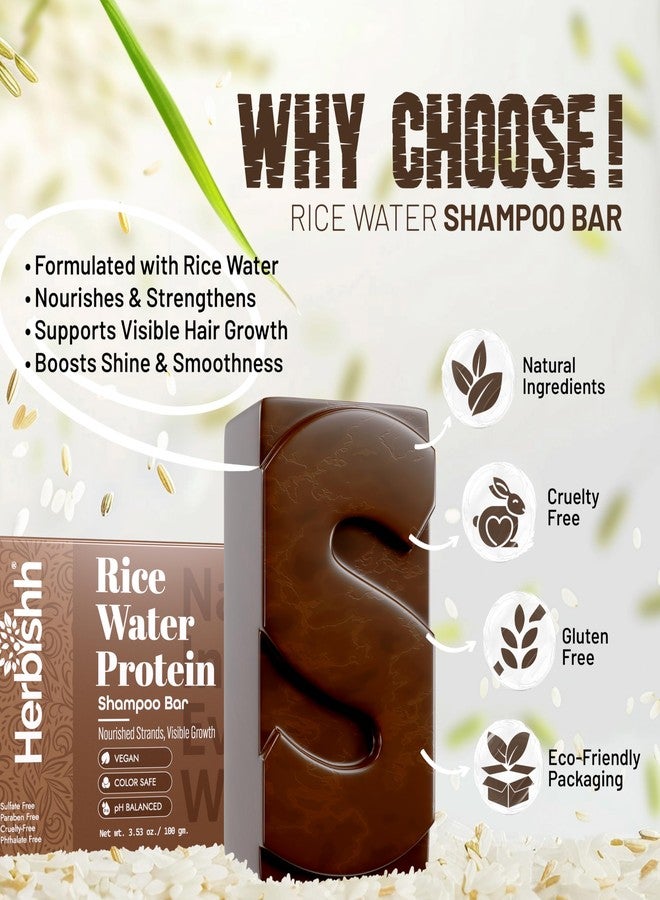Herbishh Rice Water Shampoo Bar for Hair Growth - Strengthening & Nourishing, Solid Soap for Thinning Hair, Infused With Biotin, Ideal For All Hair Types, Paraben-Free & Sulfate-Free, 3.53 oz - Image 2