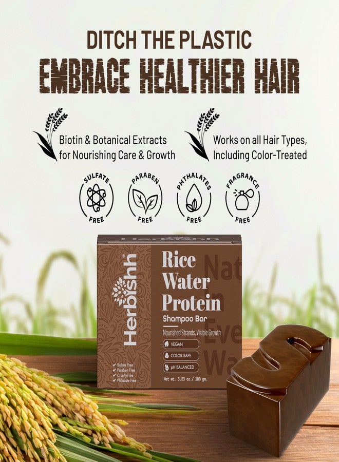 Herbishh Rice Water Shampoo Bar for Hair Growth - Strengthening & Nourishing, Solid Soap for Thinning Hair, Infused With Biotin, Ideal For All Hair Types, Paraben-Free & Sulfate-Free, 3.53 oz - Image 4