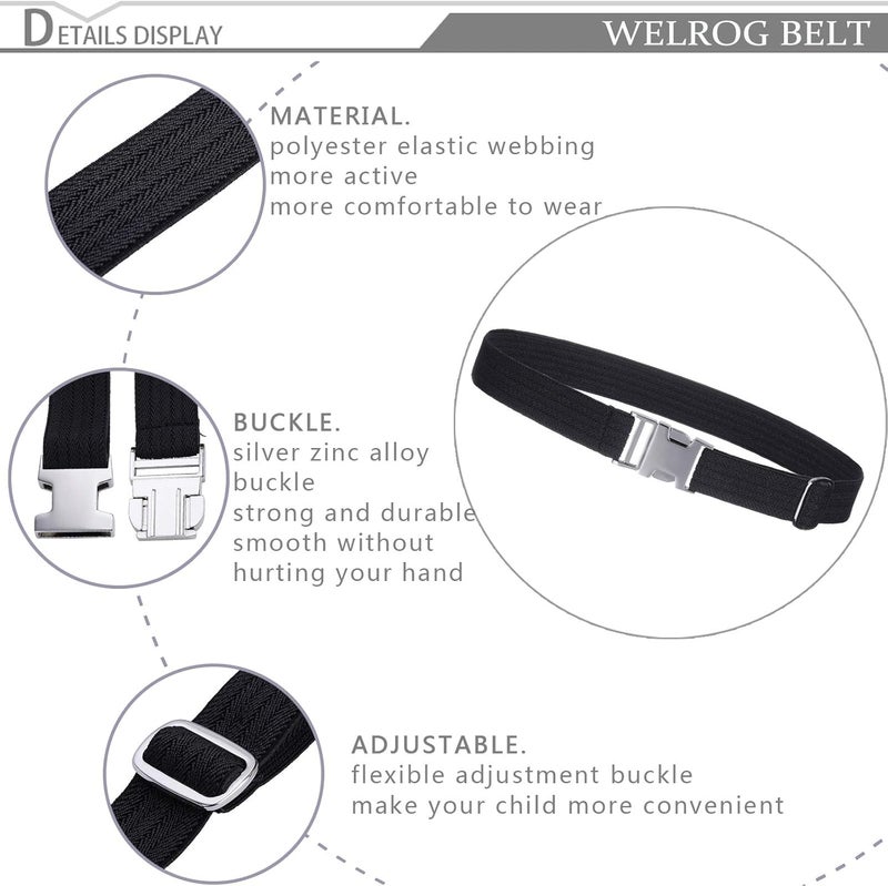 WELROG Toddler Kids Adjustable Buckle Belt - Elastic Child Silver Buckle Belts for Girls Boys - Image 3