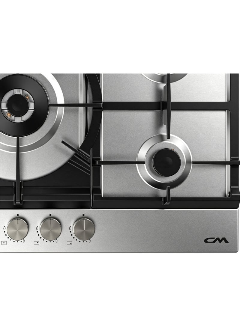 CM FORTUNA 905 IX 90cm Stainless Steel Gas Hob – Italian SABAF Burners, Flame Failure Safety & Cast Iron Pan Supports - Image 3
