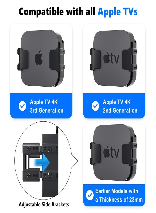 AENTGIU Behind TV Mount for Apple TVs, TV Wall Bracket Holder Back of All Brand and Size Television, Compatible with All Apples TVs Generations (Including all 4K+ Models) - Image 3