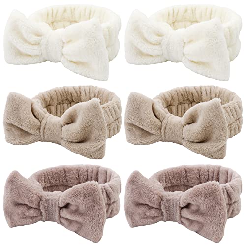 WHAVEL 6 Pack Spa Makeup and Facial Microfiber Bow Headbands  Fluffy Hair Bands for Skincare and Face Washing Type 16