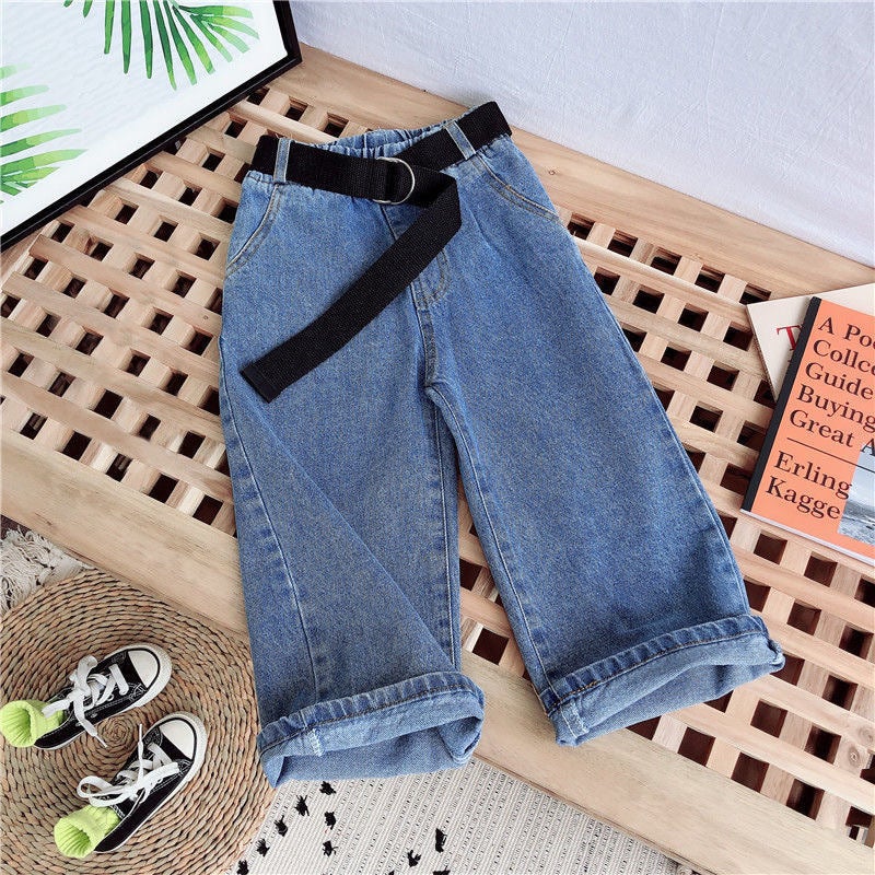 All-Match Loose Baby Girl Elegant Trousers Girls' Wide Leg Pants Children'S Jeans Outer Wear Straight Leg Pants - Image 1