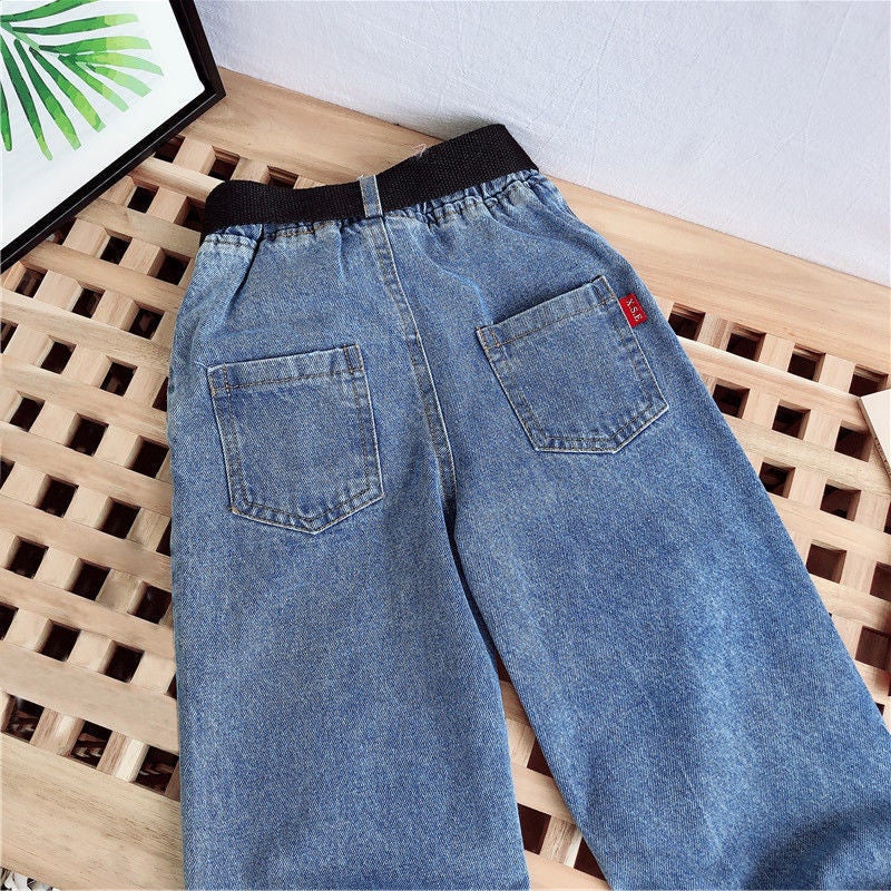 All-Match Loose Baby Girl Elegant Trousers Girls' Wide Leg Pants Children'S Jeans Outer Wear Straight Leg Pants - Image 4