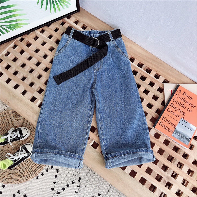 All-Match Loose Baby Girl Elegant Trousers Girls' Wide Leg Pants Children'S Jeans Outer Wear Straight Leg Pants - Image 3