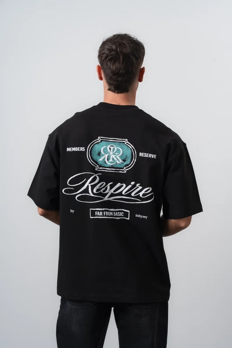 Respire Men's Notre Print Oversize T-Shirt Black
