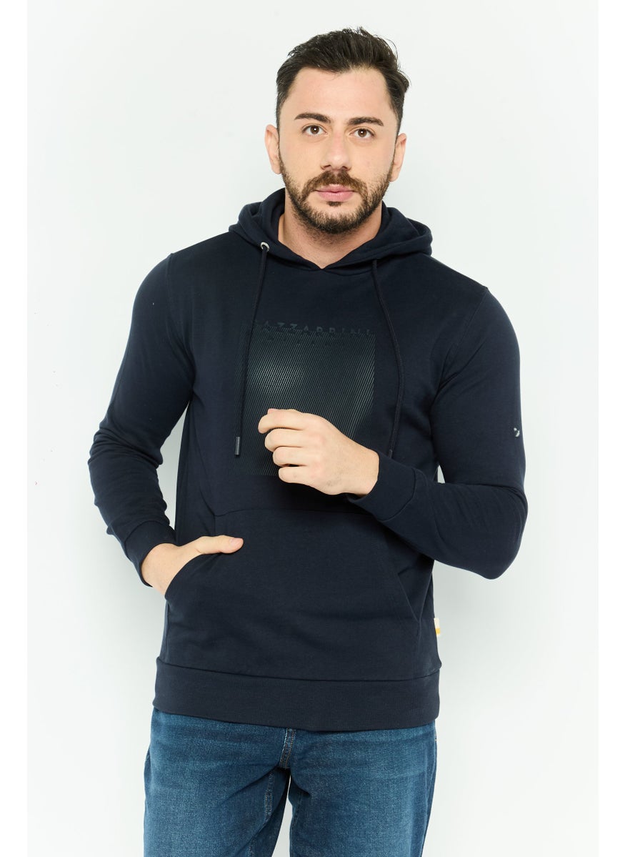 Gazzarrini Men Hooded Graphic Long Sleeves Sweatshirt, Navy  - Image 1
