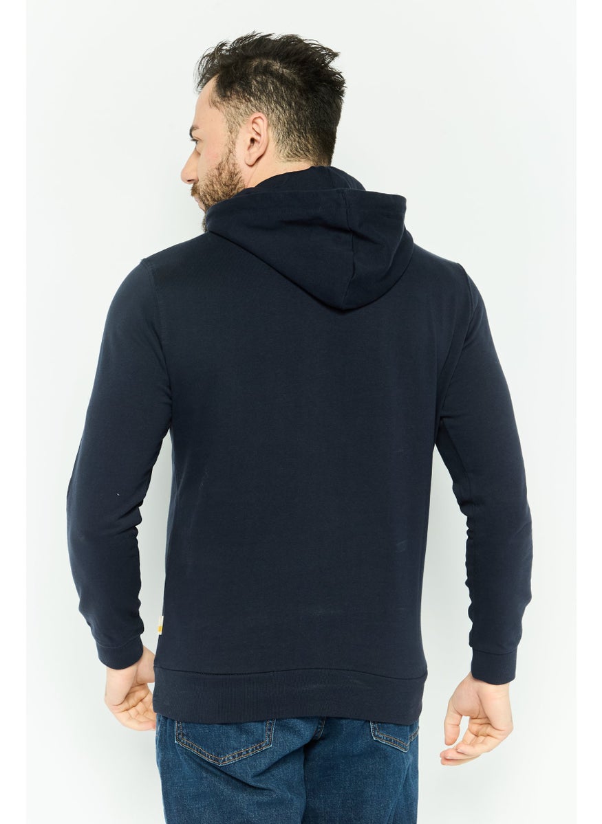 Gazzarrini Men Hooded Graphic Long Sleeves Sweatshirt, Navy  - Image 4