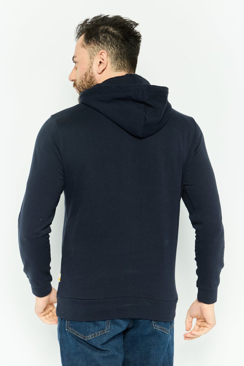 Gazzarrini Men Hooded Graphic Long Sleeves Sweatshirt, Navy - Image 4