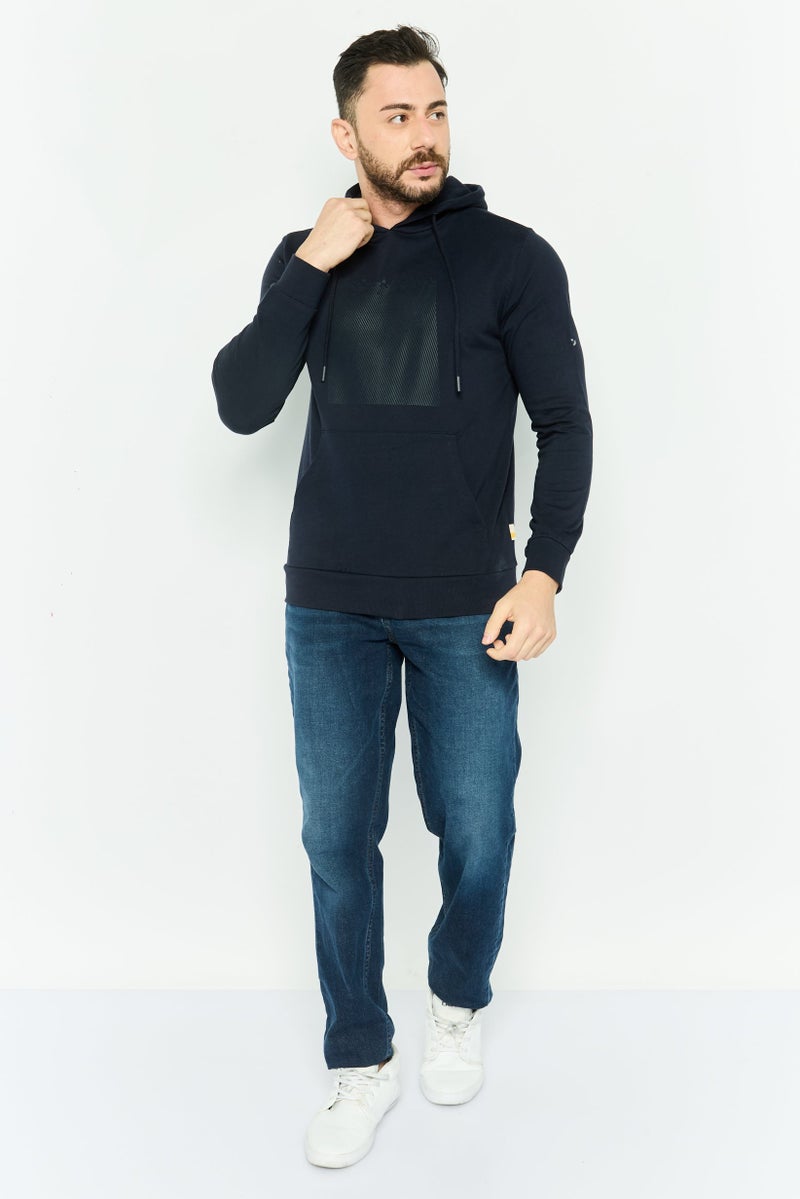 Gazzarrini Men Hooded Graphic Long Sleeves Sweatshirt, Navy - Image 2