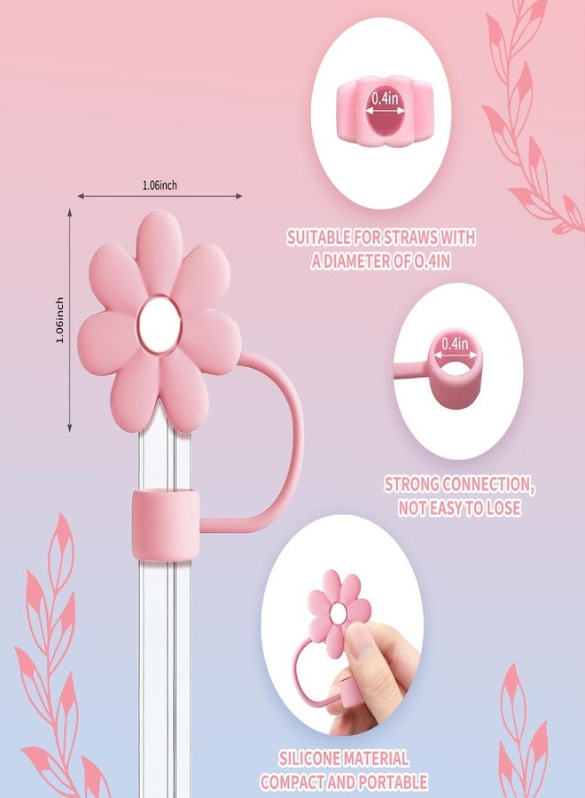 ACEGENIU 8 Pcs Straw Cover for Stanley Cup,6 Flower Straw Topper，2 Initial Letter Charm Accessories for Stanley 30&40 Oz - Image 2