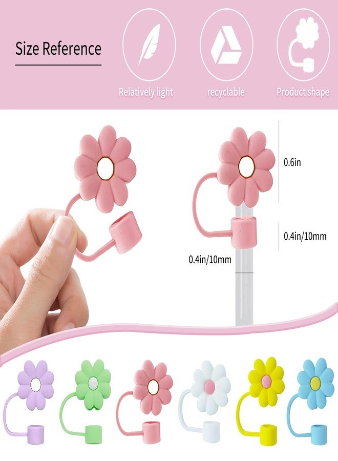 ACEGENIU 8 Pcs Straw Cover for Stanley Cup,6 Flower Straw Topper，2 Initial Letter Charm Accessories for Stanley 30&40 Oz - Image 3