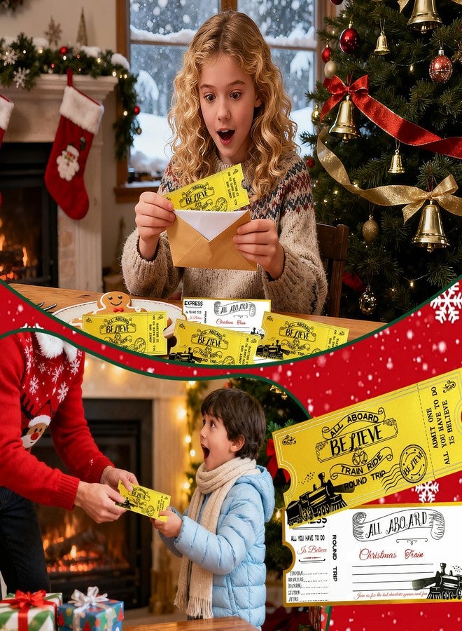 Japior 30 Pcs Christmas Polar Express Golden Tickets Bulk North Pole Train Believe Tickets Polar Express Decorations with Train Theme Xmas Polar Express Parties - Image 3