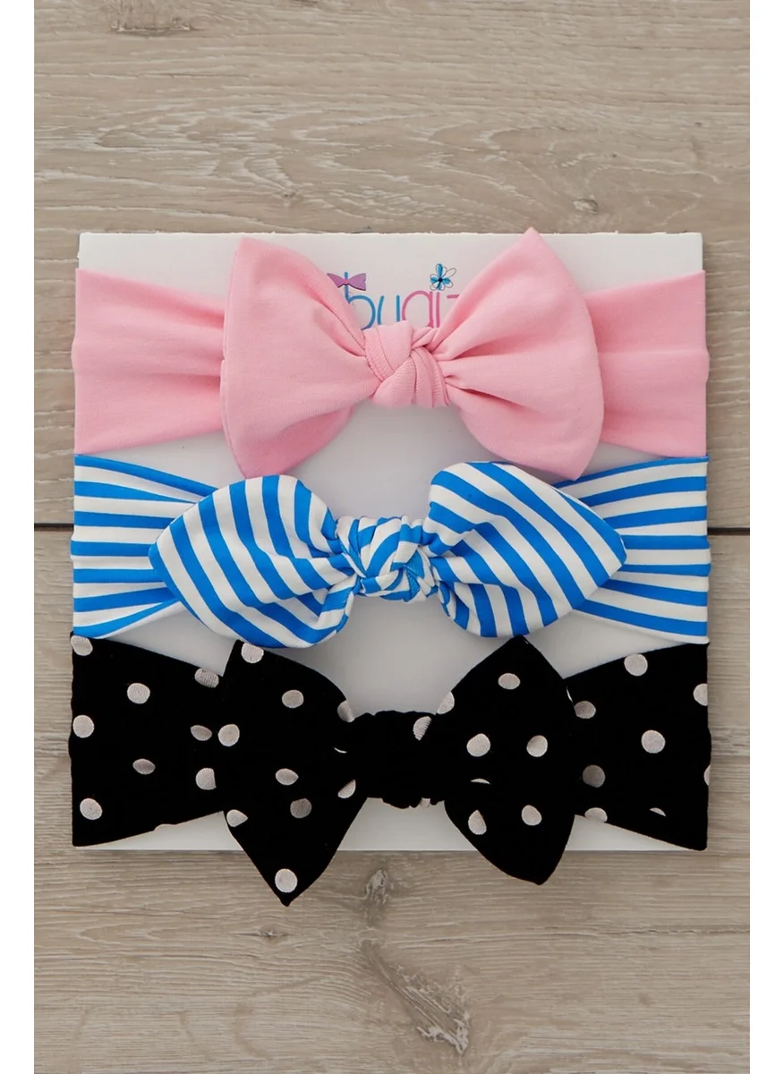 بيبيجيز Handmade Soft Bow Tie Natural 100% Cotton Combed Cotton 3-Piece Baby Kids Girls Bandana Set