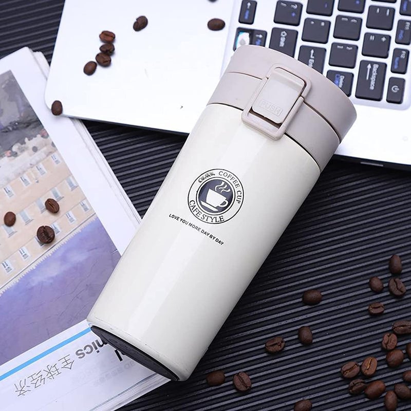 JIGVA JIGVA Coffee Mug Double Wall Stainless Steel Vacuum Insulated Travel Tea and Coffee Tumbler with Flip Lid Mesh Filter Hot and Cold for 6 Hours Multicolor  - Image 1