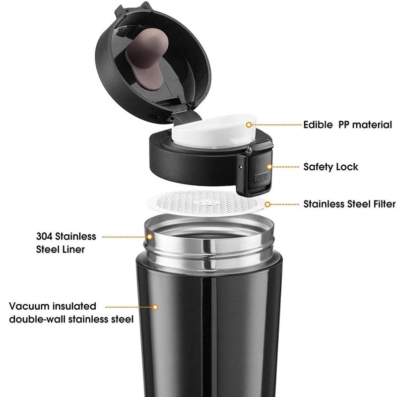 JIGVA JIGVA Coffee Mug Double Wall Stainless Steel Vacuum Insulated Travel Tea and Coffee Tumbler with Flip Lid Mesh Filter Hot and Cold for 6 Hours Multicolor  - Image 5