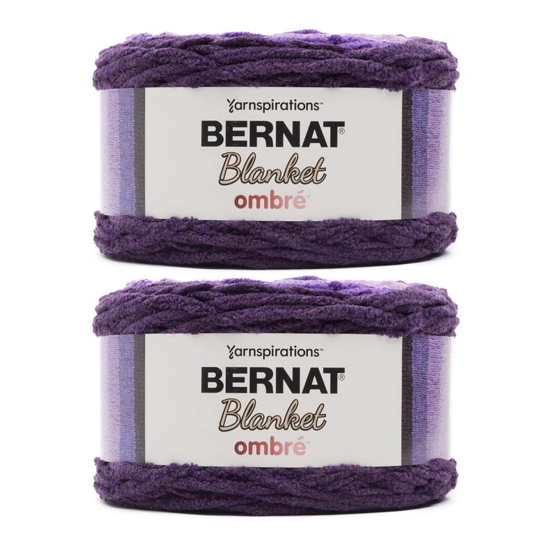 Bernat Blanket Ombre Eggplant Ombre Yarn - 2 Pack of 300g/10.5oz - Polyester - 6 Super Bulky - 220 Yards - Knitting/Crochet - Image 1