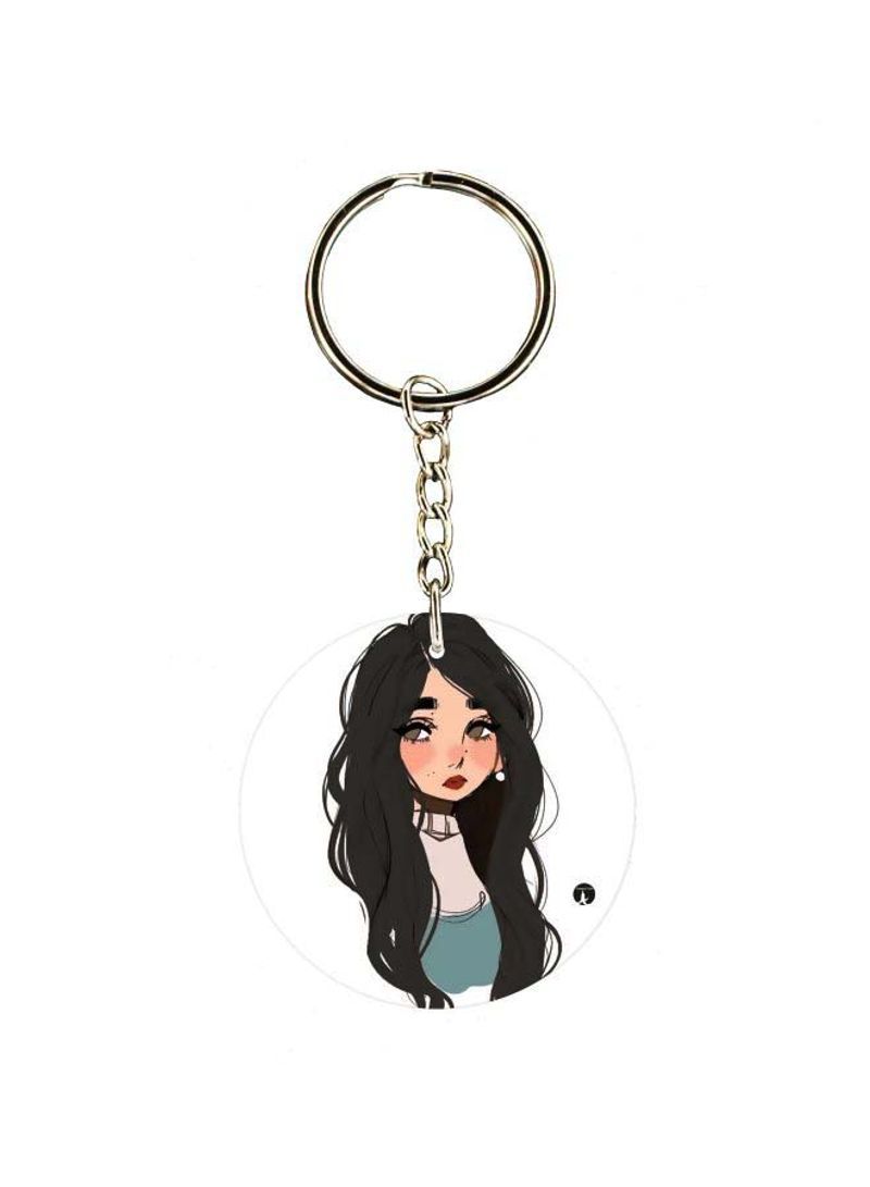 RKN Cartoon Girl Printed Keychain