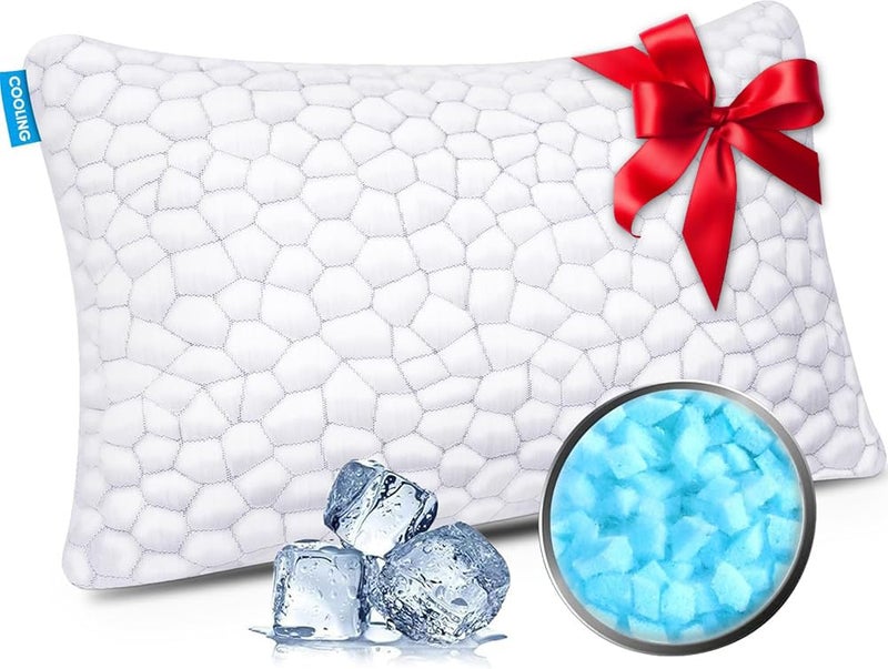 SUPA MODERN Cooling Bed Pillows for Sleeping 1 Pack Shredded Memory Foam Pillows Adjustable Cool Pillow - Image 1