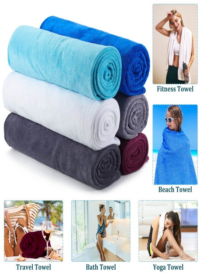 Tegeme 6 قطع منشفة استحمام ميكروفايبر (30 × 60) ، سريعة الجفاف ، كبيرة الحجم ، ناعمة ، ماصة جداً ومنشفة لياقة بدنية كبيرة جداً سريعة الجفاف للاستخدام في الاستحمام واللياقة البدنية والحمام والرياضة واليوغا والسفر والمسبح والشاطئ - Image 4