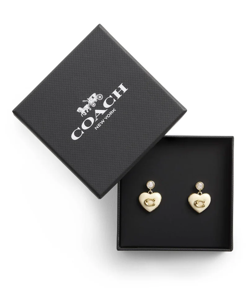 COACH Signature Heart Drop Boxed Earrings