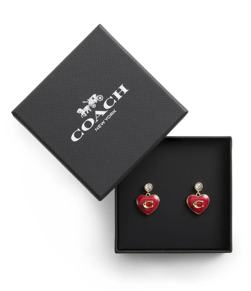 COACH Signature Heart Drop Boxed Earrings