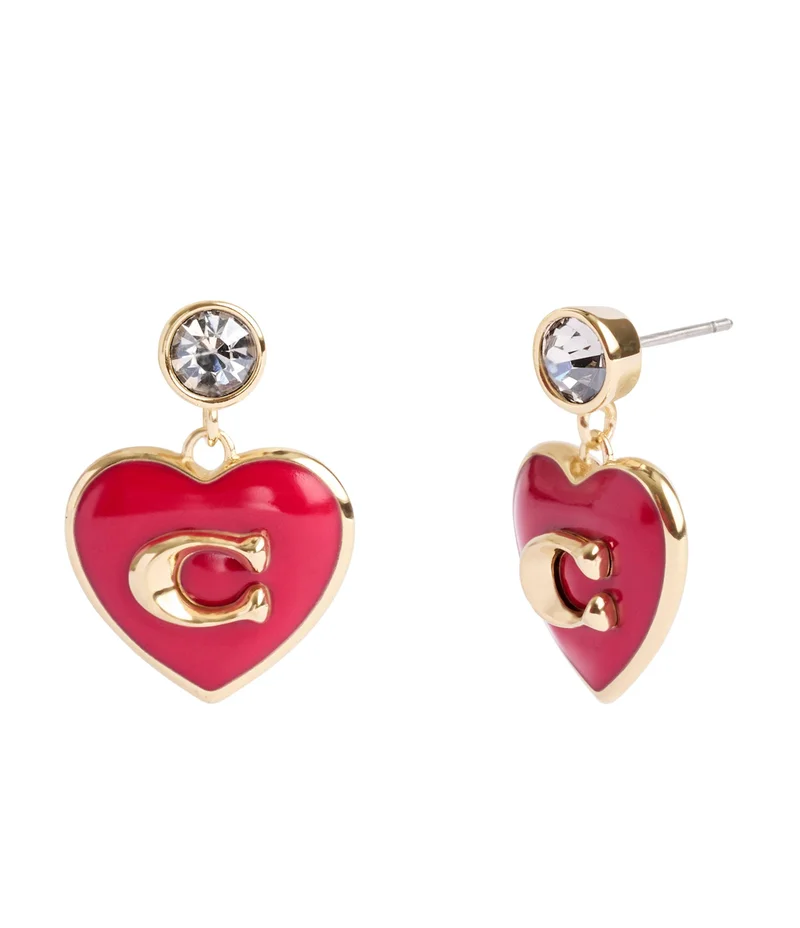 COACH Signature Heart Drop Boxed Earrings